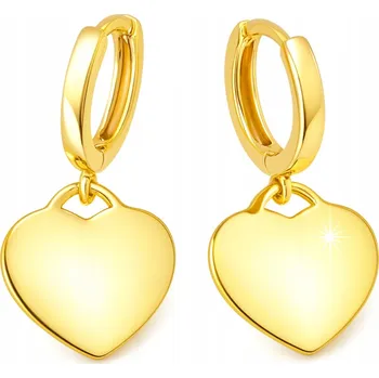 Náušnice Zlaté Náušnice 925 Visací Srdce Srdíčka kruhy Gravírování