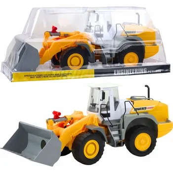 autíčko Stavební nakladač se šedou a žlutou lžicí, pohon na setrvačník