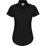 Košile dámská B&C Elastane s krátkým rukávem - černá, 3XL