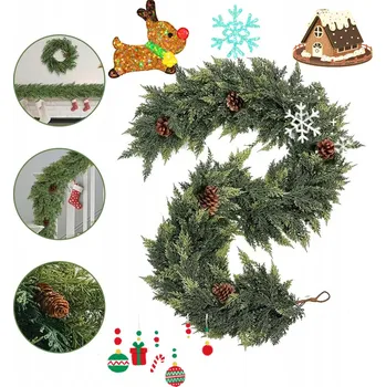 umělá květina UMĚLÁ GIRLANDA 180 CM VÁNOČNÍ JEDLE 7 ŠIŠEK DEKORACE INTERIÉRU