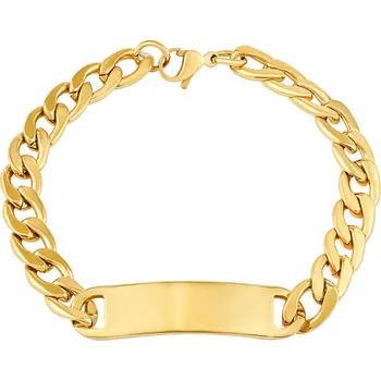 Náramek Pozlacený náramek Curb Pancer z chirurgické oceli KMM46785GP