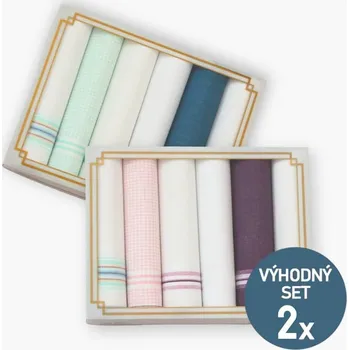 ETEX Výhodná sada dámských látkových kapesníků L19-modré a L19-růžové - 12 kusů