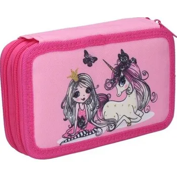 Penál Dvoupatrový penál s výbavou Jednorožec