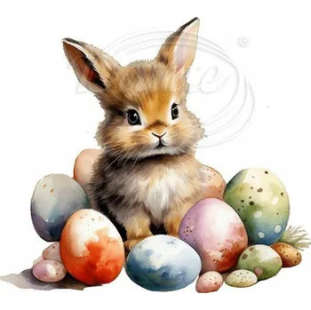 Textilní nažehlovací páska Dante Nažehlovačka Zajíček mezi kraslicemi 5 - 12 x 11 cm