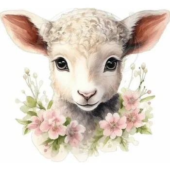 Textilní nažehlovací páska Dante Nažehlovačka Beránek a kvítí - 6 x 5 cm