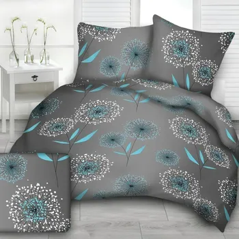 Povlečení Bavlněné povlečení Pampelišky tyrkys Uzávěr: Zip