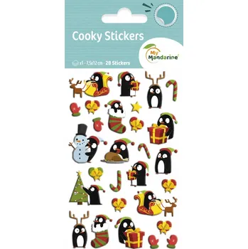samolepka Samolepky - Cooky - Vánoční Tučňáci - 1 arch - Francouzská Kvalita - M
