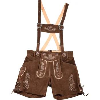 Pánské kalhoty Kraťasy dámské kožené bavorské Marjo Karl - tmavě hnědé, L