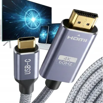 Video kabel USB-C na HDMI Kabel Adaptér HUB Převodník USB MHL 4K 60Hz 2M VAYOX