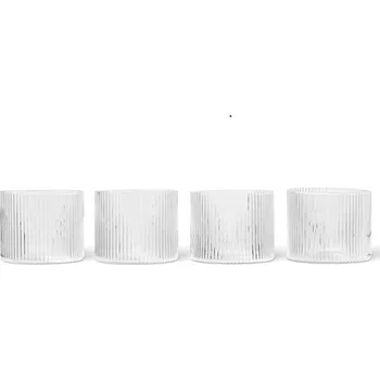 Sklenice Ferm Living Skleničky Ripple Low Clear 200 ml – set 4 ks