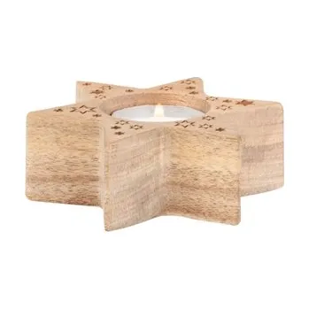 Svícen Dřevěný svícen ve tvaru hvězdičky