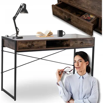 Psací stůl Obdélníkový psací stůl Mebel Elite 123 x 48,5 x 76,5 cm černý, rustikální dub