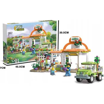 ostatní stavebnice STAVEBNICE CITY GLOBAL - KVĚTINÁŘSTVÍ + AUTO - 509 DÍLKŮ