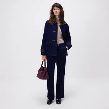 Dámské kalhoty Reserved - Manšestrové kalhoty rovného střihu - tmavomodrá - 296HM-59X - 296HM-59X-M