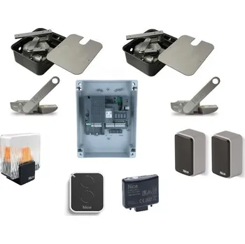 Pohon brány NICE METROKIT NRZ - sada podzemních pohonů s NEREZ boxy pro dvoukřídlou bránu do 7m