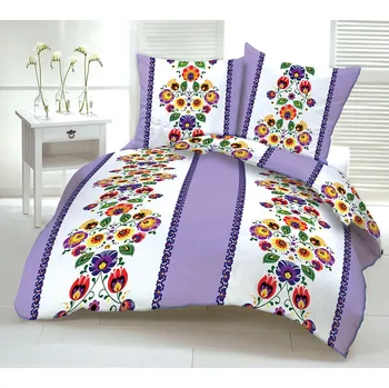 Povlečení Aaryans bavlněné povlečení DeLuxe Folk fialové 140x200/70x90cm