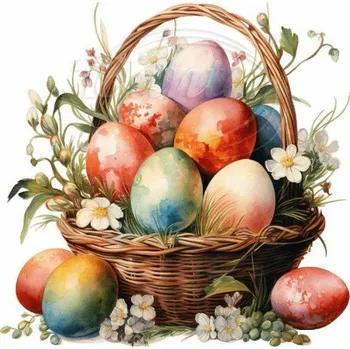 Textilní nažehlovací páska Dante Nažehlovačka Košík s kraslicemi 7 - 12 x 12 cm