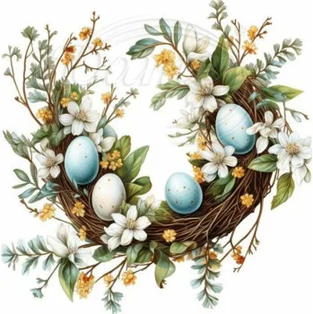 Textilní nažehlovací páska Dante Nažehlovačka Velikonoční věneček 9 - 6 x 6 cm