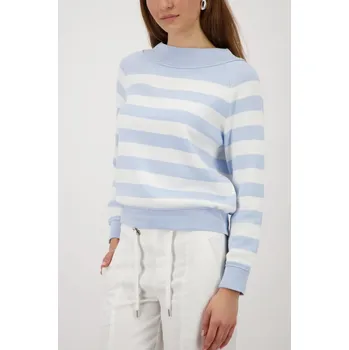 Dámský svetr Pruhovaný pletený svetr Monari 410289 světle modrý Velikost: 38
