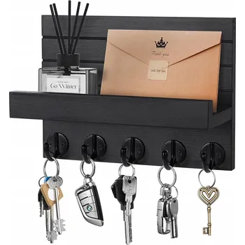 Věšák Nástěnný věšák s policí na oblečení, bundy, regál LOFT černý do domu