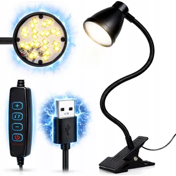 Lampička KLIPOVÁ LAMPIČKA NA STŮL 3 BARVY LED FLEXIBILNÍ RAMENO K POSTELI NA ČTENÍ