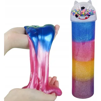 Modelovací hmota VELKÝ MAGIC SLIME KOČKA S KULIČKAMI, TAHACÍ SENZORICKÁ HMOTA SLIZ BARVA