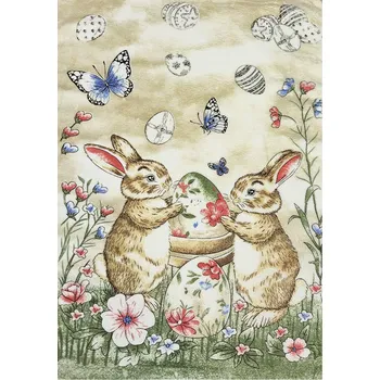 Utěrka Velikonoční utěrka 40x60cm mikrovlákno - Zajíčci a kraslice béžová