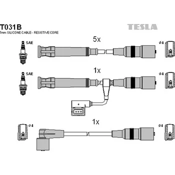 Zapalovací kabel Sada kabelů pro zapalování, T031B