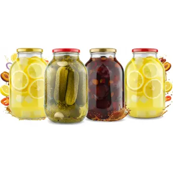 Sklenice 4X SKLENICE 3L ZAVAŘENINY LIKÉRY SILÁŽ OKURKY 4ks + VÍČKO fi100