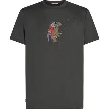 Pánské merino triko s krátkým rukávem ICEBREAKER Mens Mer 150 Tech Lite SS Tee Bear Catch, Obsidian velikost: S