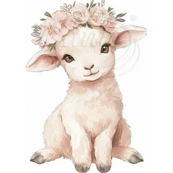 Textilní nažehlovací páska Dante Nažehlovačka Ovečka s věnečkem - 8 x 12 cm