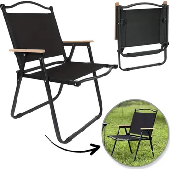 Zahradní stůl Skládací turistická židle s nosností 130 kg - černá