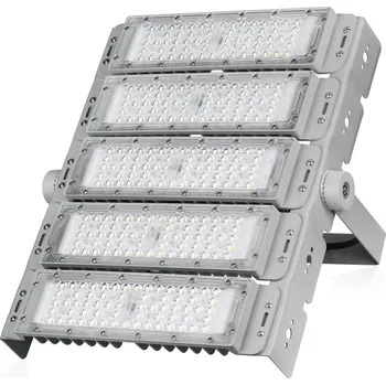 Interlook TMN-250W-STŘÍBRNÁ | Profesionální halogenová LED | Výkonné osvětlení sportovních hal, továren, domů | Hliníková lampa | Světlomet s nastavitelnou rukojetí