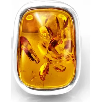 Prsten Velký stříbrný prsten (Ag 925/1000) s baltským jantarem QAA, vel. kamene cca 28 x 21 mm, "krása v barvě medu II", VELIKOST 58 (JA1412R)