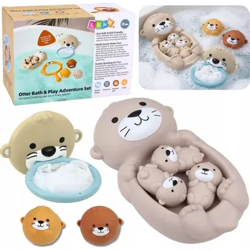 Hračka pro nejmenší Hračky Do Vany Zvířátka Vydra Rodinka Košíček Míčky