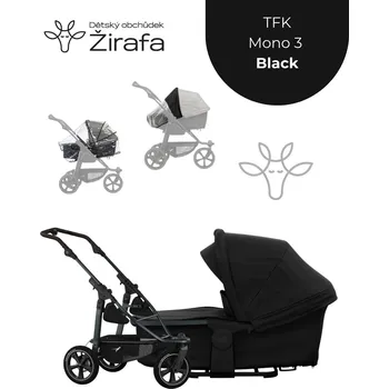 Kočárek Akční set TFK Mono 3 Black 3v1 s hlubokou korbou 2025 Kola: Vzduchová komora (Chamber-wheel)
