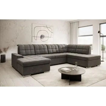 Sedací souprava Rozkládací sedací souprava do U Modena 202 x 320 x 157 cm v šedé látce pravý roh