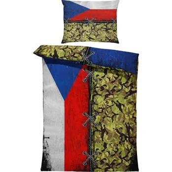 Povlečení Povlečení maskáčové pro jedno lůžko Impar Vlajka - český vzor, 150x200 + 50x60