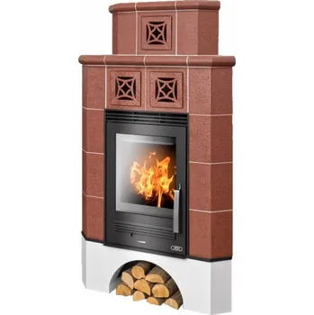 Krbová kamna Kachlová kamna ABX Regina rohová hnědá briliant