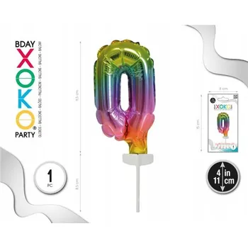Balónek Fóliový balónek barvy duhy číslice 0, 11 cm (4'')