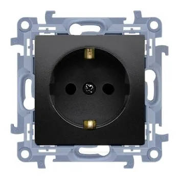 Elektrická zásuvka Simon 10 Zásuvka jednoduchá s uzemněním Schuko černá matná CGSZ1.01/49