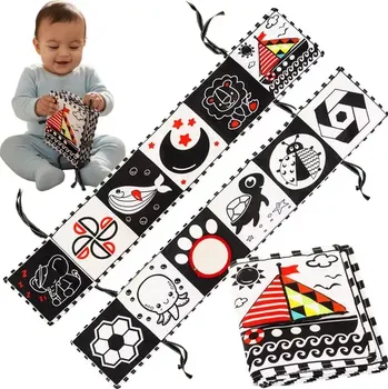 Hračka pro nejmenší Senzorická kniha - kontrastní hračka pro miminka 0+