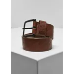 Opasek kožený Urban Classics Allover Logo Belt - světle hnědý, S/M