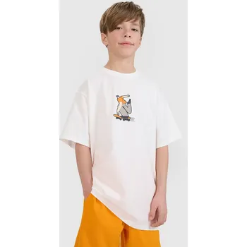 Chlapecké tričko 4F Tričko oversize s s potiskem pro chlapce - bílé, velikost 152 (11-12 let)