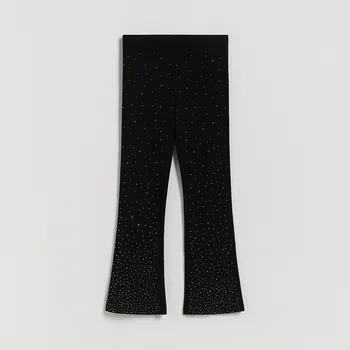 Reserved - Bavlněné Legíny s ozdobou - černý - 972FF-99X - 972FF-99X-140