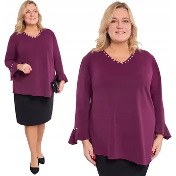 Dámské oblečení Fialová tunika s perlami 48/50