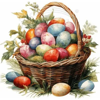 Textilní nažehlovací páska Dante Nažehlovačka Košík s kraslicemi 2 - 12 x 12 cm