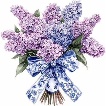 Textilní nažehlovací páska Dante Nažehlovačka Šeříky s mašlí - 6 x 6 cm