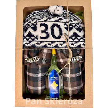 Čepice Bačkory s přezkou, narozeninová zmijovka 30 a francovka v dárkové krabici