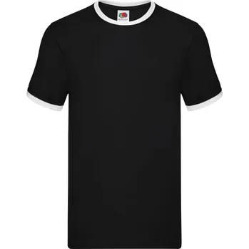 Chlapecké tričko Triko pánské Fruit of the Loom Valueweight Ringer T - černé-bílé, L